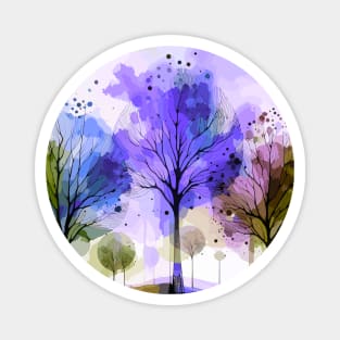 Colorful Purple Blue Abstract Trees Magnet